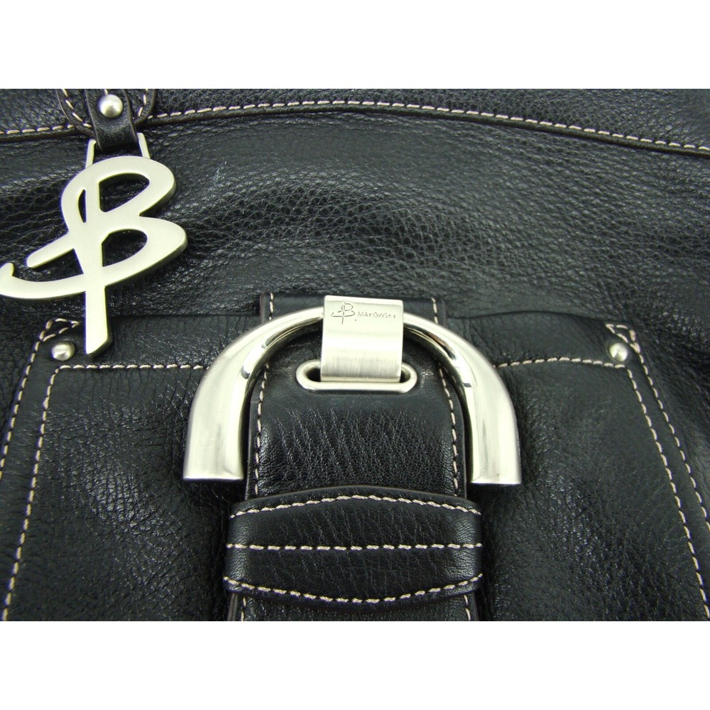 B. MAKOWSKY Black Pebbled Leather Crossbody Purse D122 - Picture 5 of 9